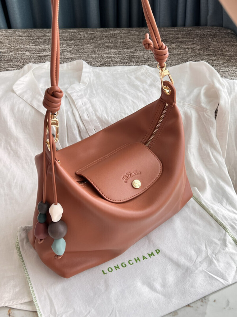 Longchamp Cognac Brown Hobo Crossbody Bag - Picture 3 of 7